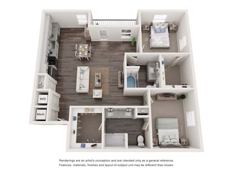 floor plan of a 3 bedroom apartment